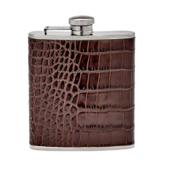 Graphic Image – Brown Leather Wrapped Flask 6oz