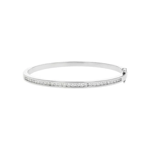 14K White Gold 1.68 Carat Diamond Bangle Bracelet
