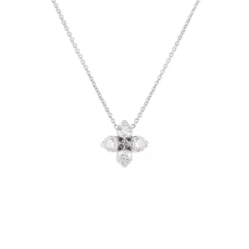 18K White Gold Diamond Flower Necklace