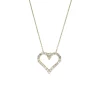 14K Yellow Gold Diamond Heart Pendant and Chain