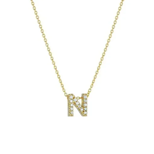 18K Yellow Gold Diamond “N” Necklace