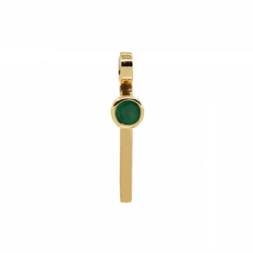 14K Yellow Gold Emerald Vertical Bar Pendant