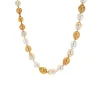 18K Yellow Gold Golden and White South Sea Pearl Necklace