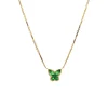 14K Yellow Gold Green Garnet Butterfly Necklace