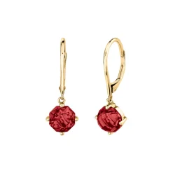 14K Yellow Gold Octagonal Garnet Dangle Earrings