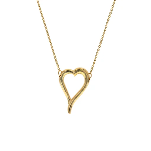 14K Yellow Gold Open Heart Necklace
