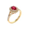 14K Yellow Gold Oval Ruby and Double Diamond Halo Ring