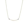 14K Yellow Gold White Akoya Pearl and Black Diamond Necklace