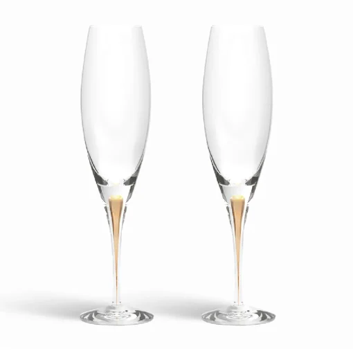 Orrefors – Intermezzo Gold Champagne Flute Pair