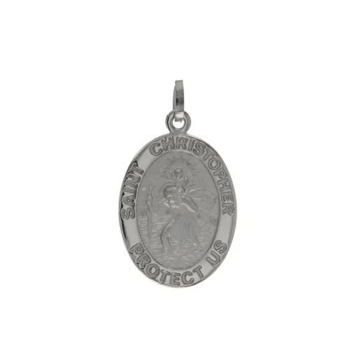 Sterling Silver Oval St. Christopher Pendant
