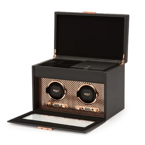 WOLF – Axis Copper Double Watch Winder & Storage w/ Cover