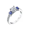 14K White Gold Three Stone Sapphire Engagement Ring – Lola