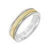 White Tungsten and 14K Yellow Gold Band